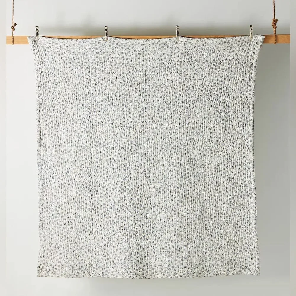 New Anthropologie 100% Cotton Voile Printed Quilt Collection Size King